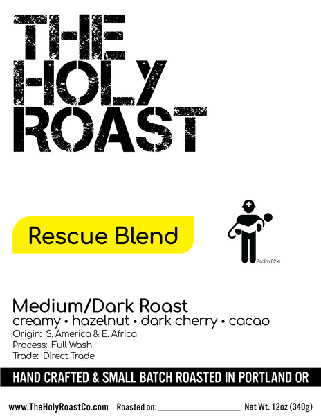 Rescue Blend - Organic S. American & E. African Medium/Dark Roast  ⭐⭐⭐⭐⭐